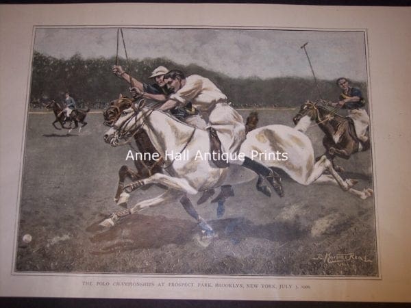 Rare polo halftone, half engraving-part photograph, from 1906 of polo match.