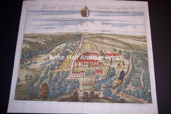 Lupiatt the Seat of Stephens is an early 18th century nobleman's hunting estate in Great Britain showing vast landscaped gardens and Mansion or country home.