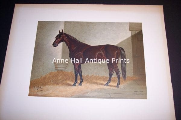 Henry Stull Antique Horse Lithograph American Thoroughbred Santa Claus