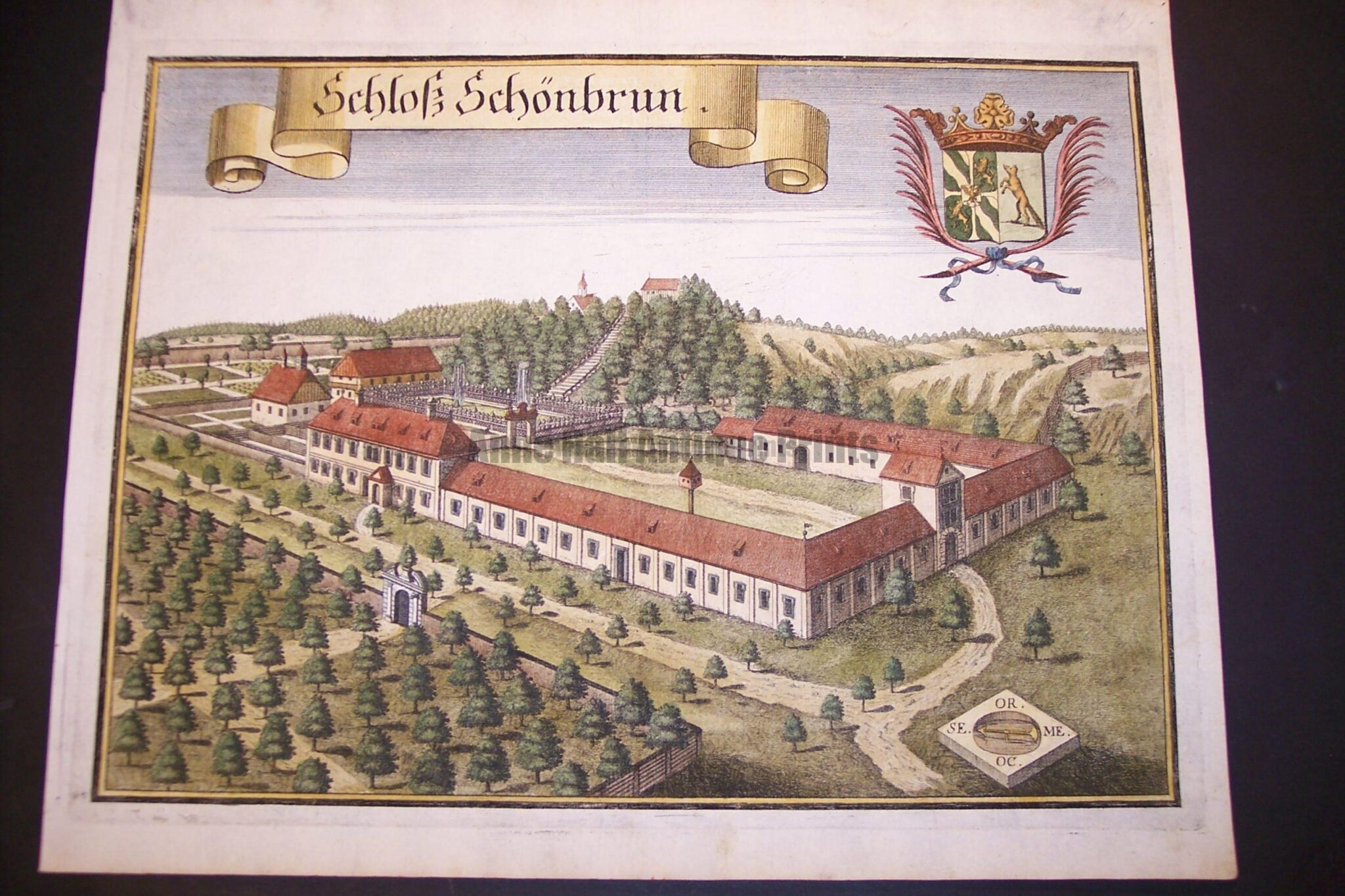 Werning Bavaria Rare Hand Colored Castle Engraving 1703. #1579
