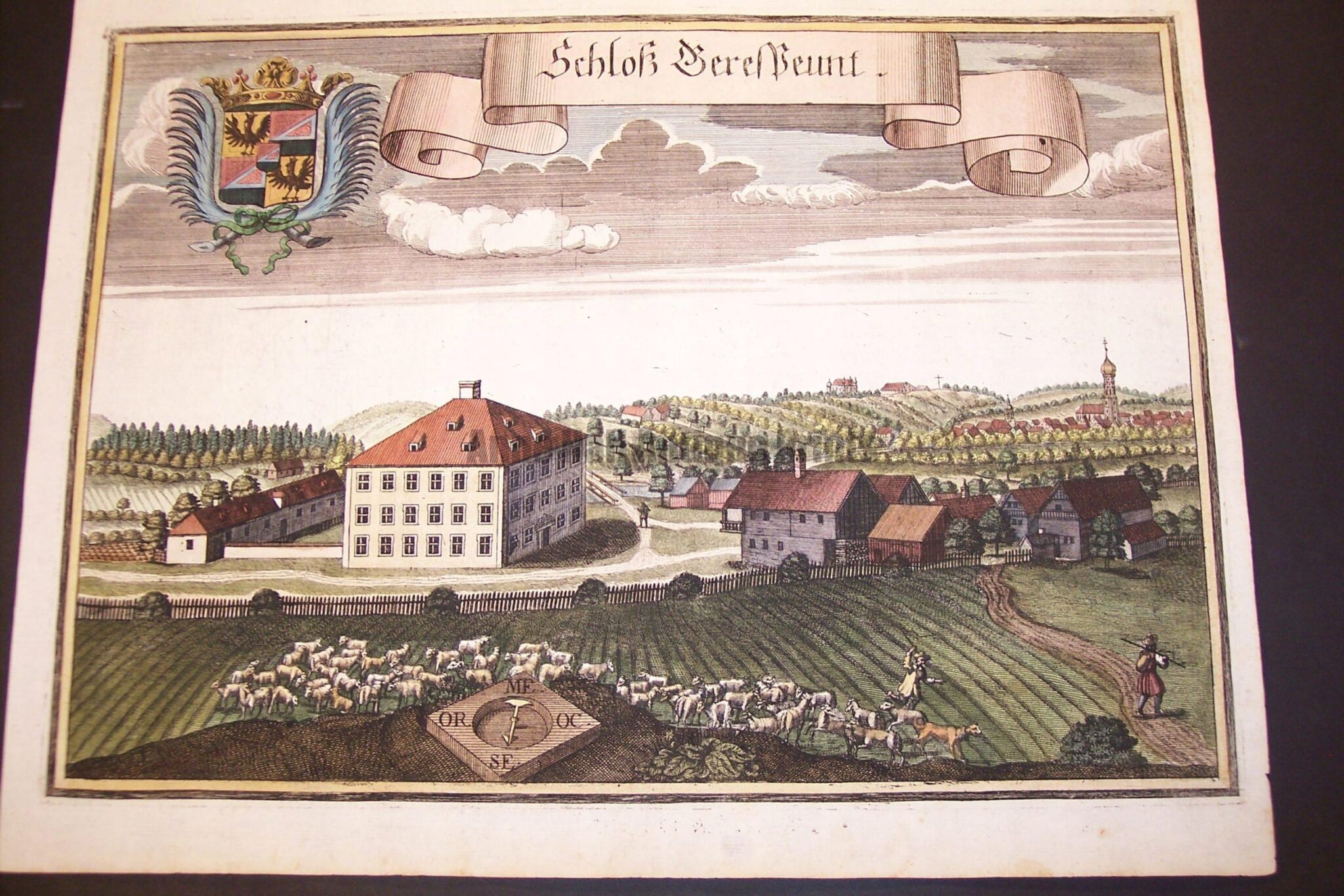 Werning Bavaria Rare Hand Colored Castle Engraving 1703. #1580