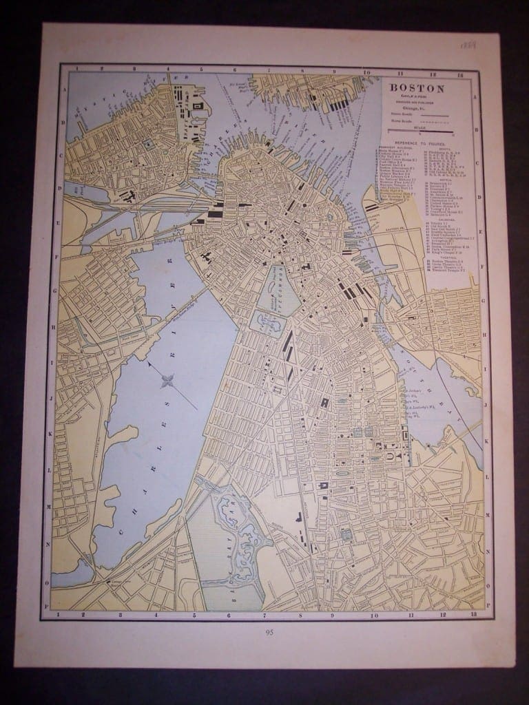Map of Boston, 1889. $60.
