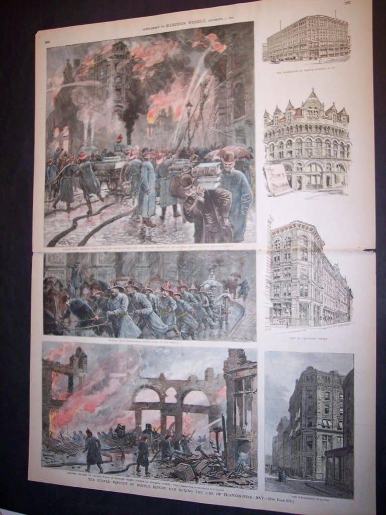 The Burned District, Before and During the Fire of Thanksgiving Day. December, 7, 1889. $150.