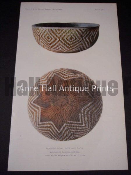 American Indian, Pottery, antique lithograph from 1901. 9883