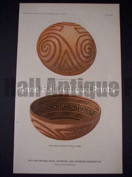 American Indian Pottery Chromolithograph from 1901. Arizona Indians