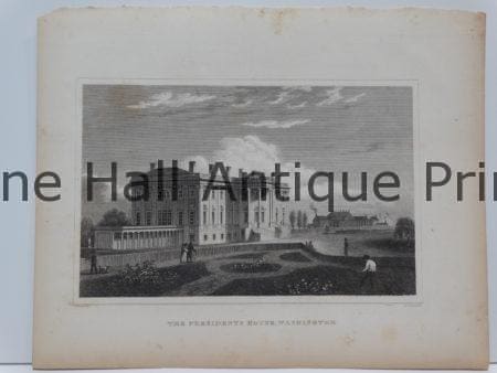 Presidents House, or White House, in Washington DC. c.1850  9 x 11" 