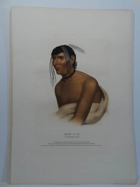 JACK-O-PA is a folio McKenney Hall lithograph of the Chippewa chief with feathers and Indian blanket.