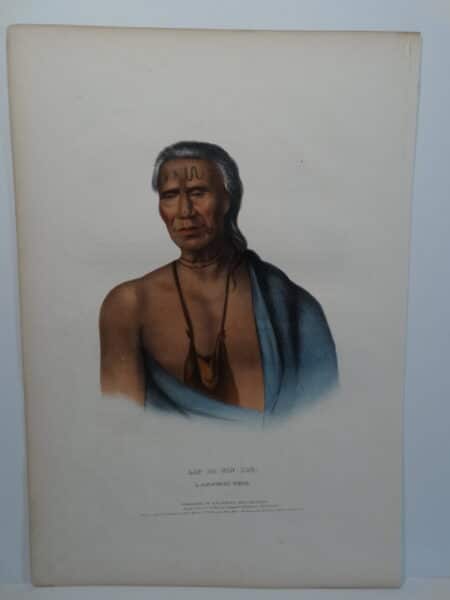 Antique folio lithograph, Biddle, Philadelphia of LAP-PA-WIN-SOE is an Indian Chief of Delaware.
