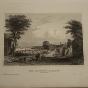 Rare antique engraving, c.1850 Meyer's view of "Gowanus Heights" in Brooklyn, NYC. $75. Get Free Shipping in America.