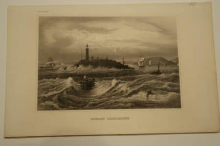 Image of the Boston Lighthouse depicted in the 1850's.