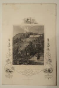 A delightful antique engraving, by J.F. Tallis, of the View of the Cattskill Mountain House, N.Y.