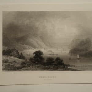 West Point Hudson Engraving, is a highly detailed example of an 1850's copper plate engraving, with diverse tones printed in ink. Almost photographic like, scene of the Hudson River.