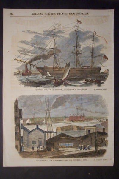 View of the Navy Yard at Charlestown, Mass, From Copp's Hill, in Boston, c.1856. $50.