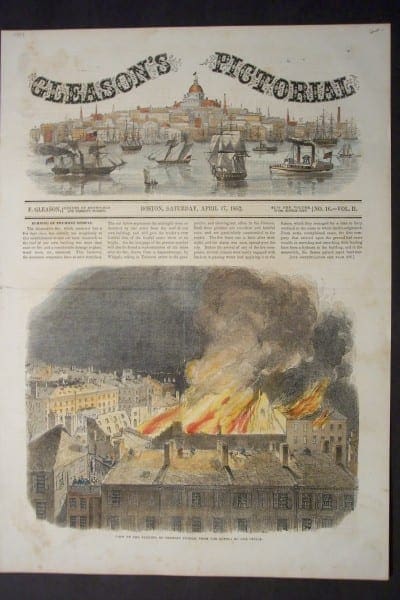 View of the Burning of Tremont Temple, from the Cupola of our Office, April 17, 1852. $60.