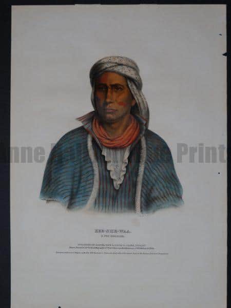 Kee-She-Waa, a Fox Warrior,sourced from a folio, of McKenney and Halls, Indian Tribes of North America