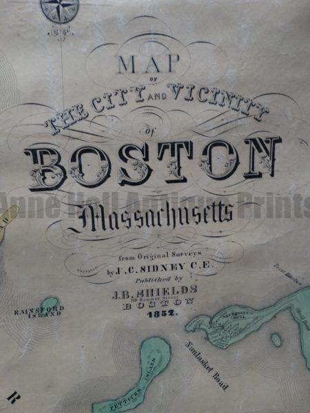 Map of The City and Vicinity of Boston, 1852 (Close Up 1)