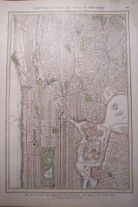 Beautiful watercolor engraving of mid town Manhattan.