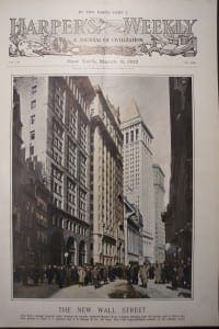 19th century halftone of Wall Street scene, New York City.