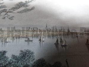 Antique prints of Manhattan and NYC engravings and lithographs which are antiques. These old prints and maps are over 100 years old.
