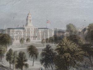 Find 19th century antique prints,  lithographs engravings and old maps of NYC stock exchange, Brooklyn Bridge and more.