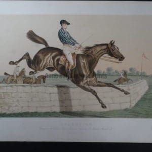 1930's French poster, lithograph. Valentino was a steeplechase hunter horse.