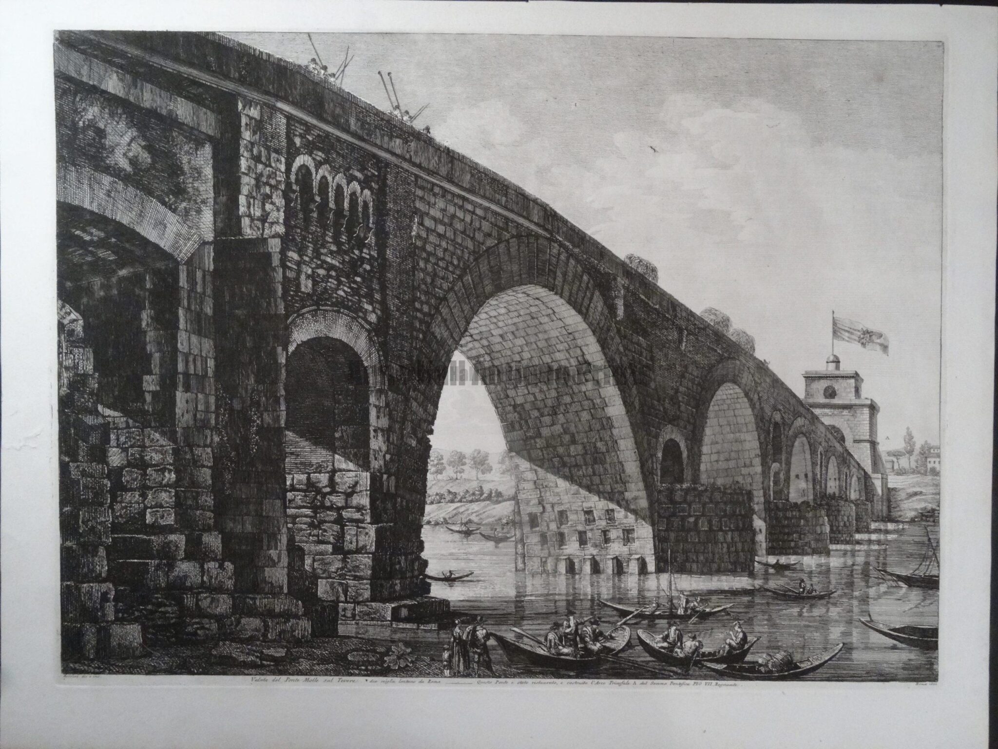 Veduta del Ponte Molle, Roma 1822