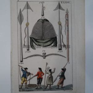 Wilhelm Whales T.LXVI. JJ Schmuzer antique (200 years old) engraving (miniature) of whaling harpoons, and 4 depictions of how to use them.